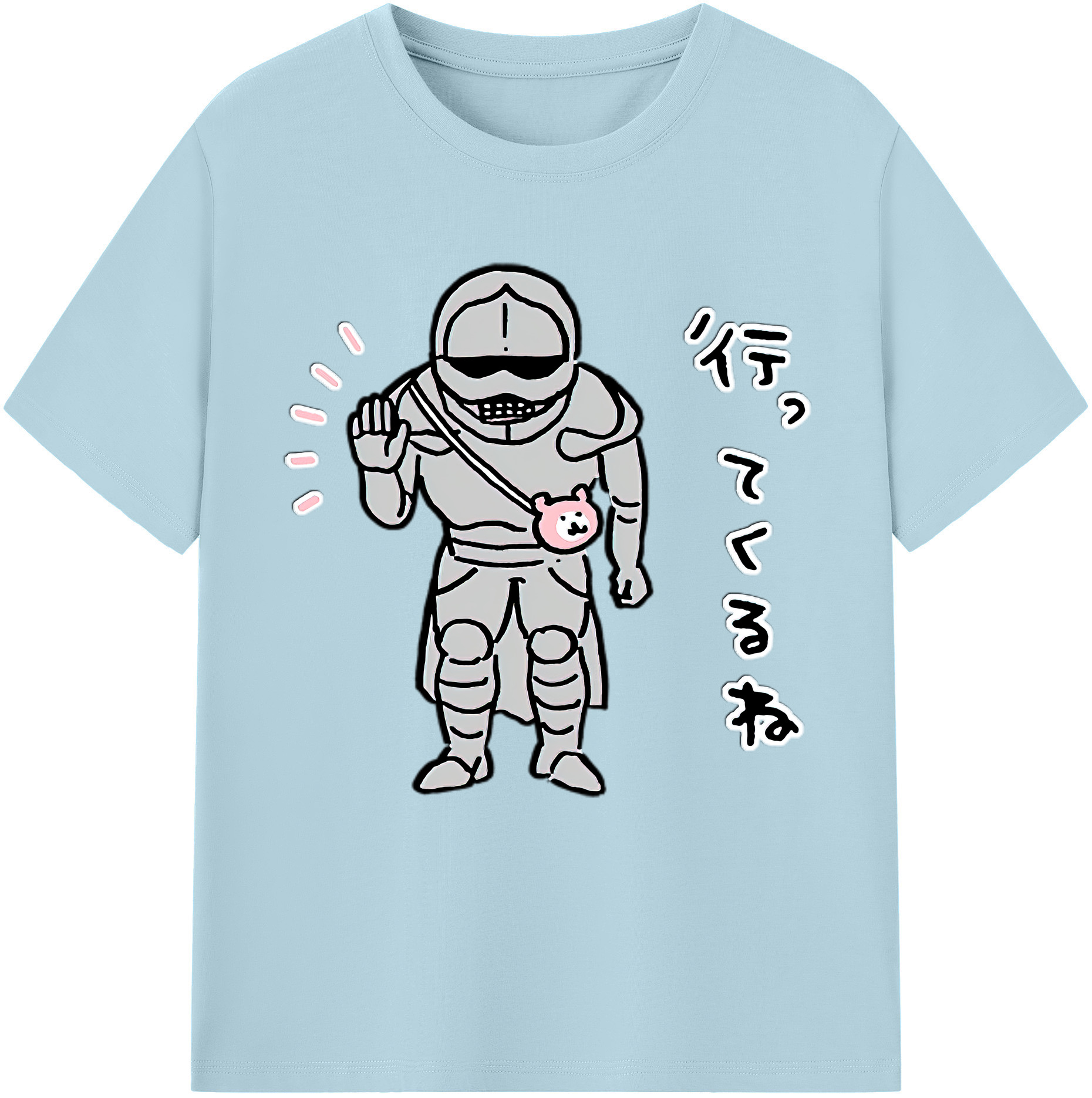 （画像用） ちいかわ 労働の鎧さん Chii-kawa Mr. Armor of Labor 綿100％半袖Tシャツ（フロントプリント）